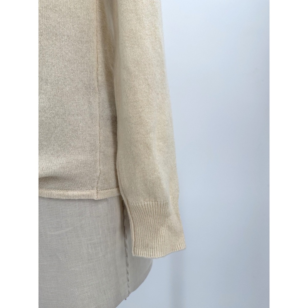 Massimo Dutti Turtleneck Sweater XS Wool Cashmere Tie Front Beige Minimalist - Picture 6 of 12